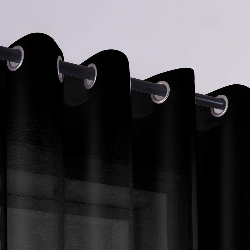 KOUFALL Black Sheer Curtains 84 Inches Long for Living Room Set of 2 Panels Grommet Window Drapes Semi Voile Modern Black Transparent Curtains for Bedroom 52x84 Inch Length - Image 3